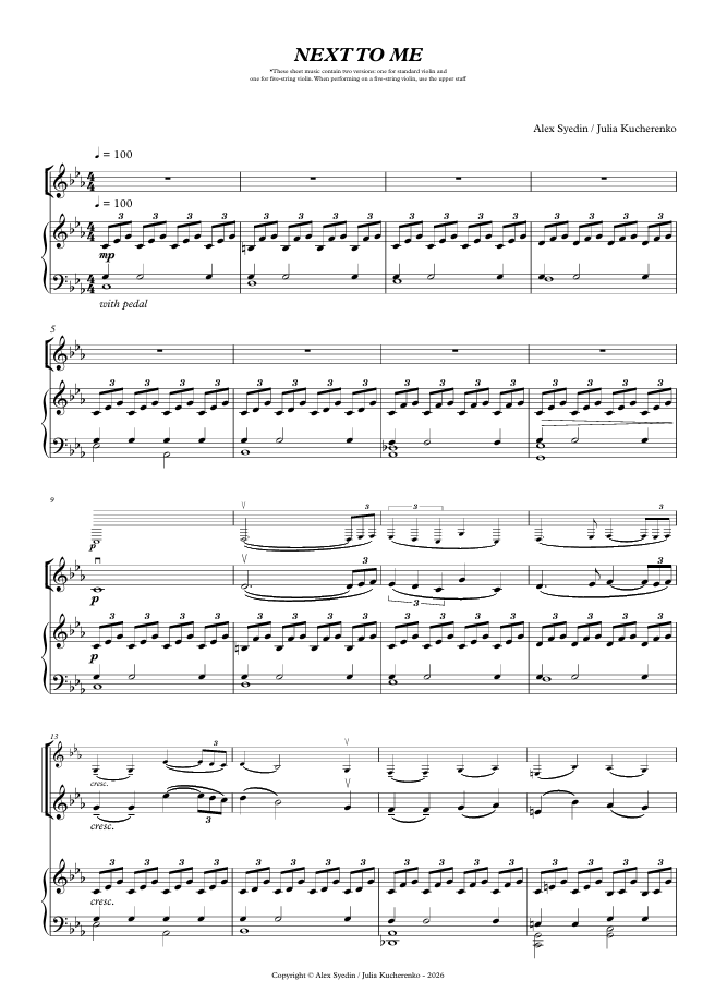 Next to Me (violin + piano)